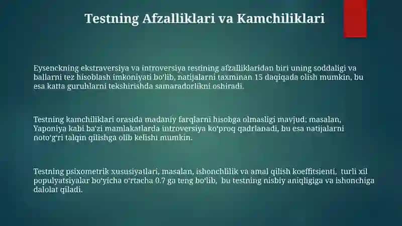 Eysenckning ekstraversiya va introversiya testi 3