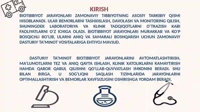 Biotibbiy jarayonlarning dasturiy asoslari va ularning elementlari nanotechnologiya 3