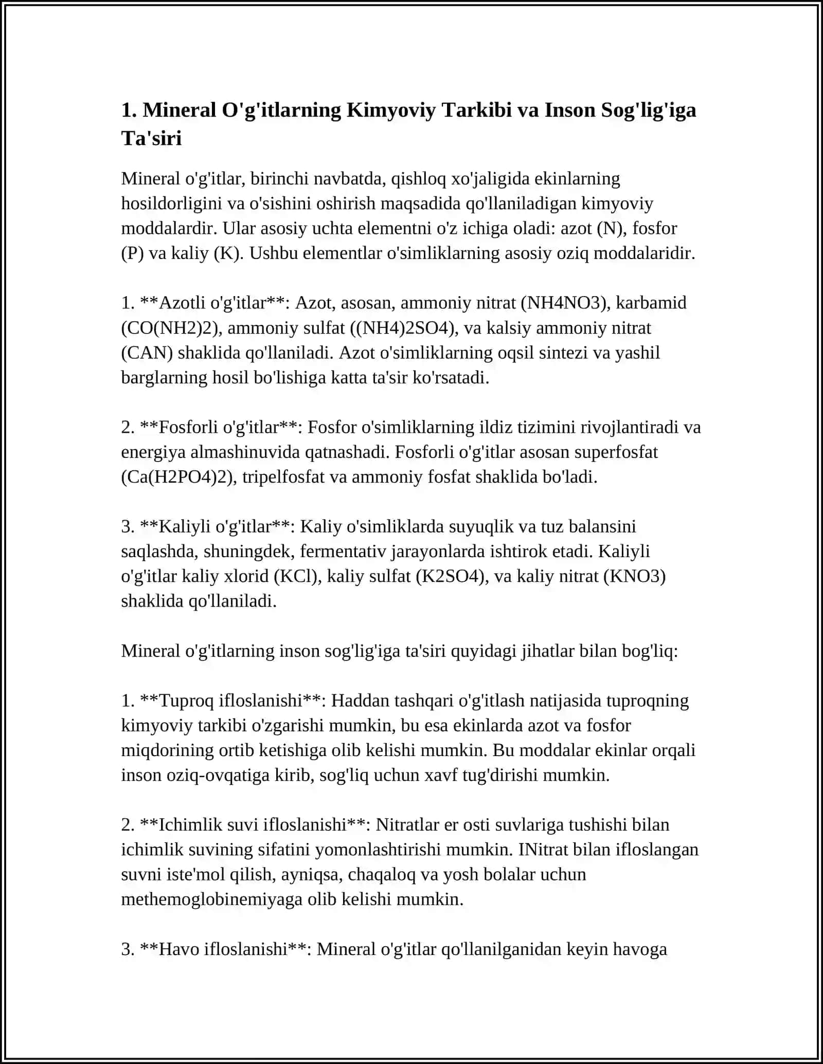 Mineral O'gitlar va Petsitsidlar 3