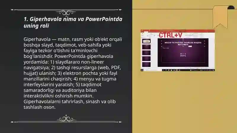 Power Point dasturida giperhavolalar yordamida taqdimot yaratish 3