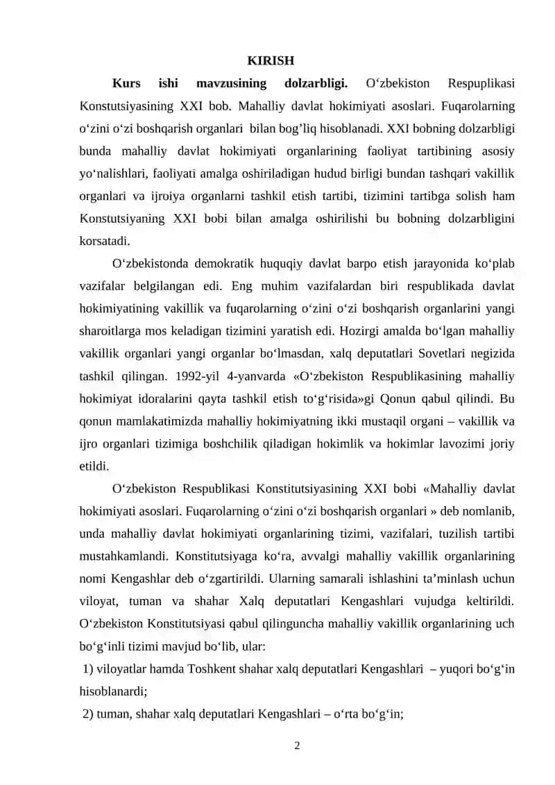 Mahalliy davlat hokimiyati asoslari. Fuqarolarning o‘zini-o‘zi boshqarish organlari 3
