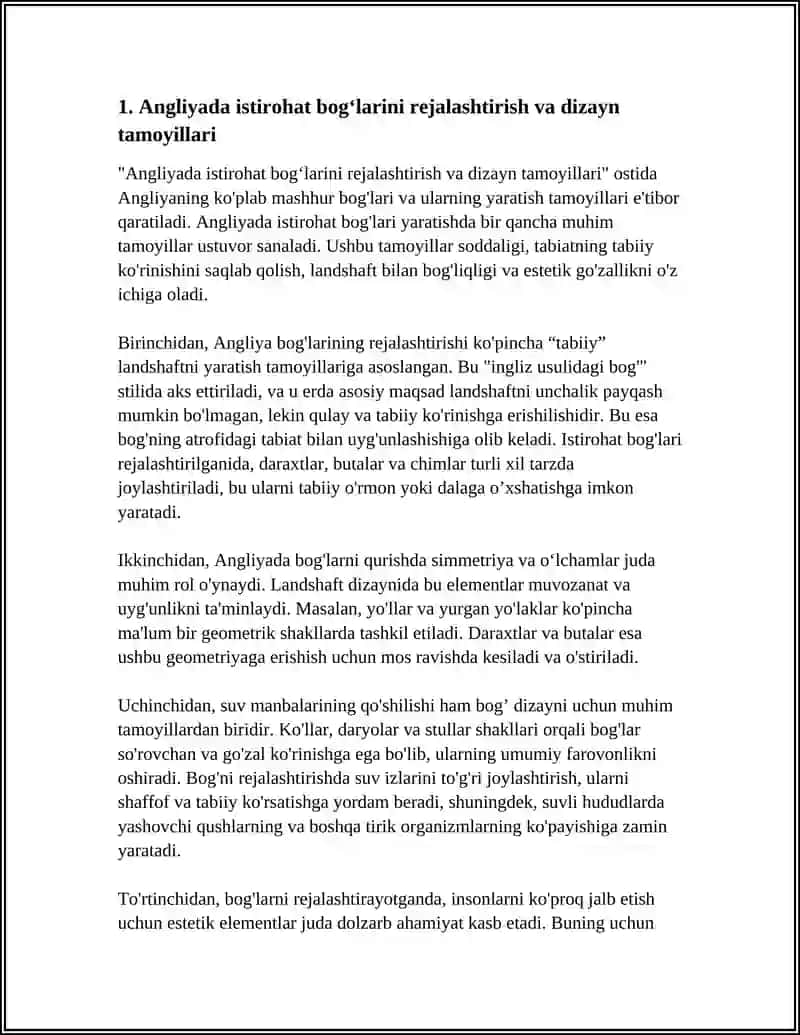 ISTIROHAT BOG'LARI - BARPO ETISH BO'YICHA ANGLIYA TAJRIBASINI O'RGANISH 3