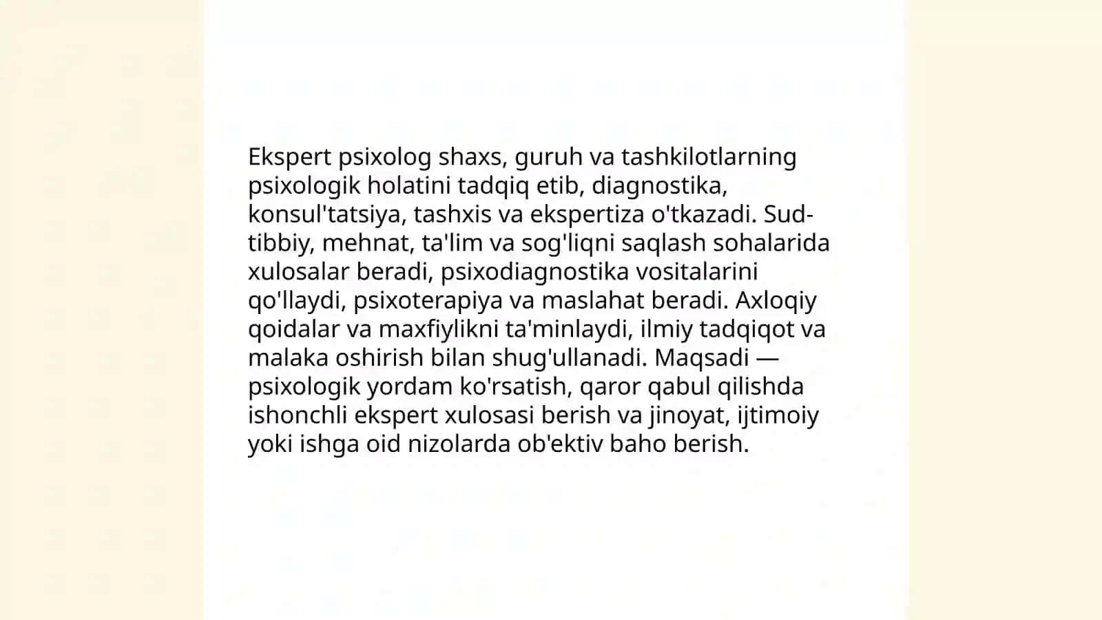 Ekspert psixolog kasbining umumiy ta'rifi 3