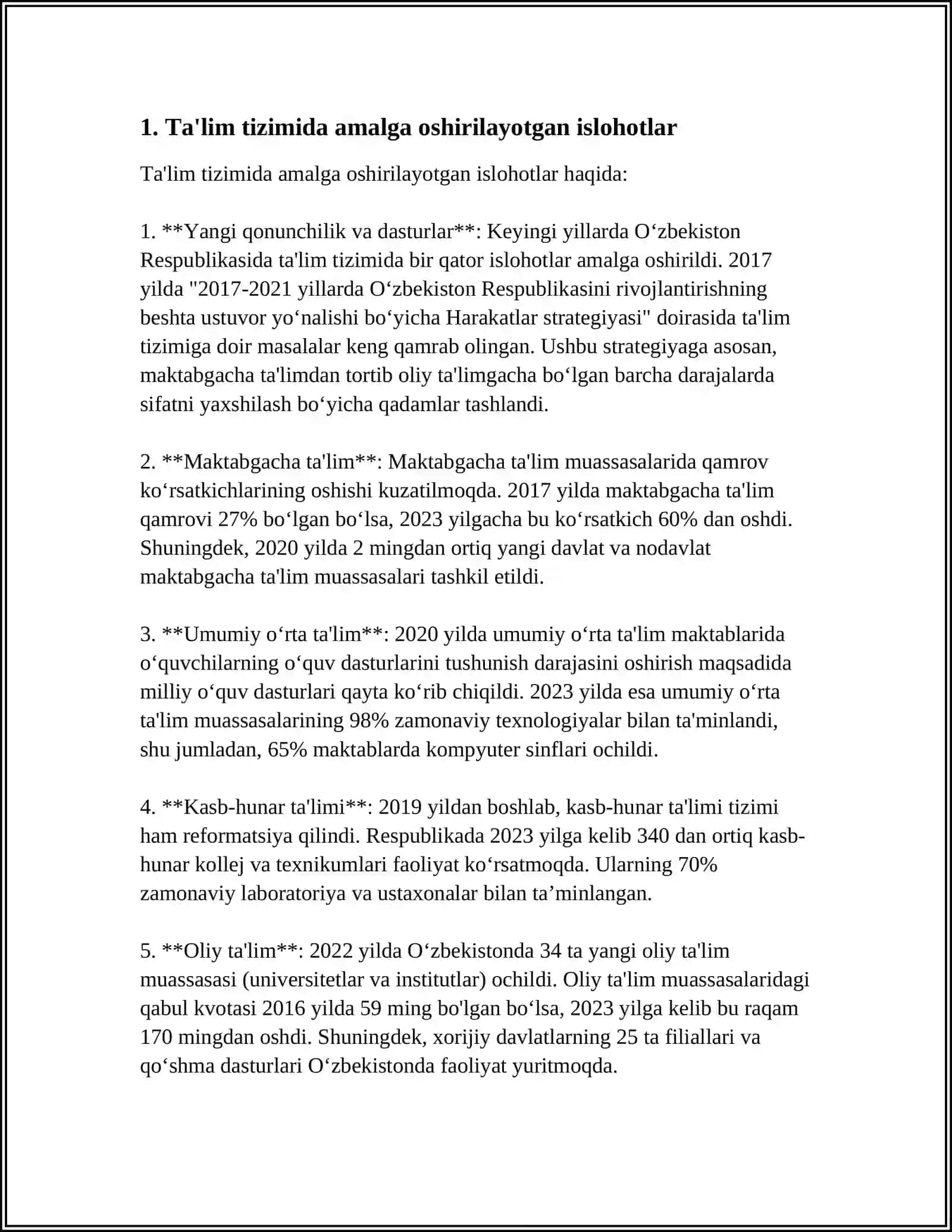 O‘ZBEKISTONDA IJTIMOIY SOHADA AMALGA OSHIRILAYOTGAN O'ZGARISHLAR MAZMUN VA MOHIYATI 3
