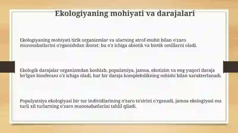 Ekologiya-biologik tizimlar haqida fan 3
