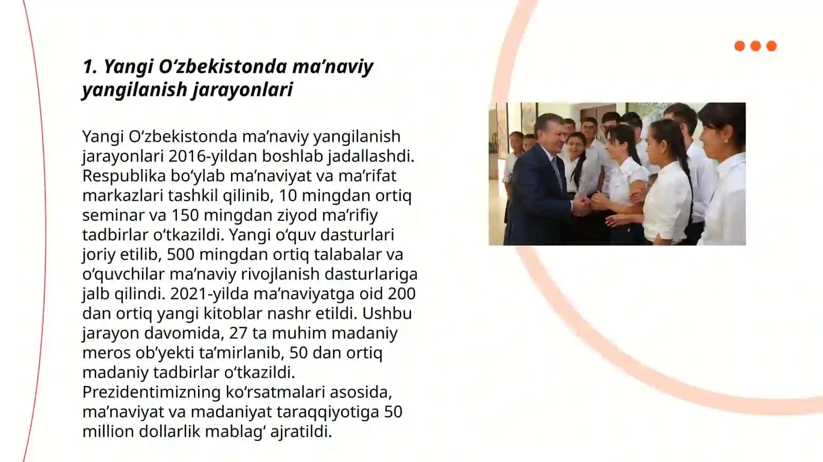 Yangi O‘zbekistonda amalga oshirilayotgan ma’naviy o‘zgarishlar 3
