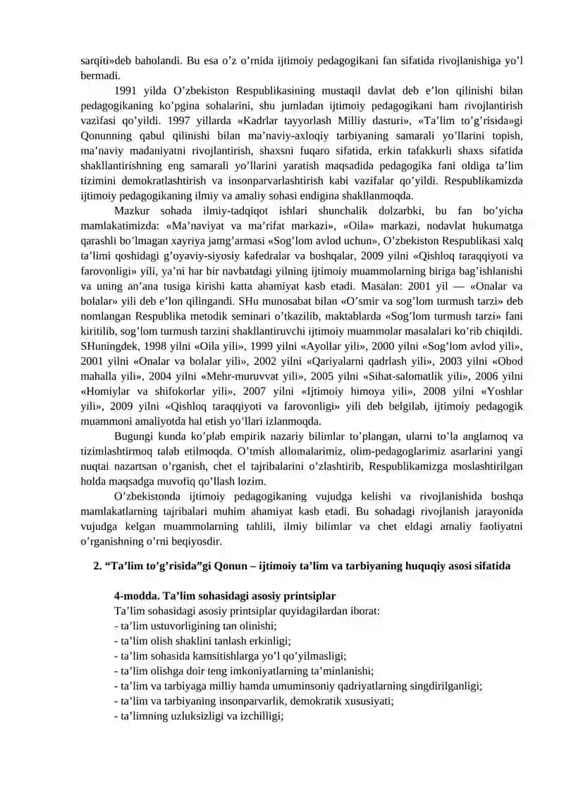 O‘zbekistonda Ijtimoiy Pedagogikaning Rivojlanish Tarixi 3