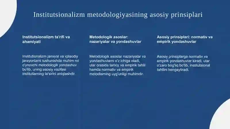 Institutsionalizmning metodologik asoslari va institutsional tahlil 3
