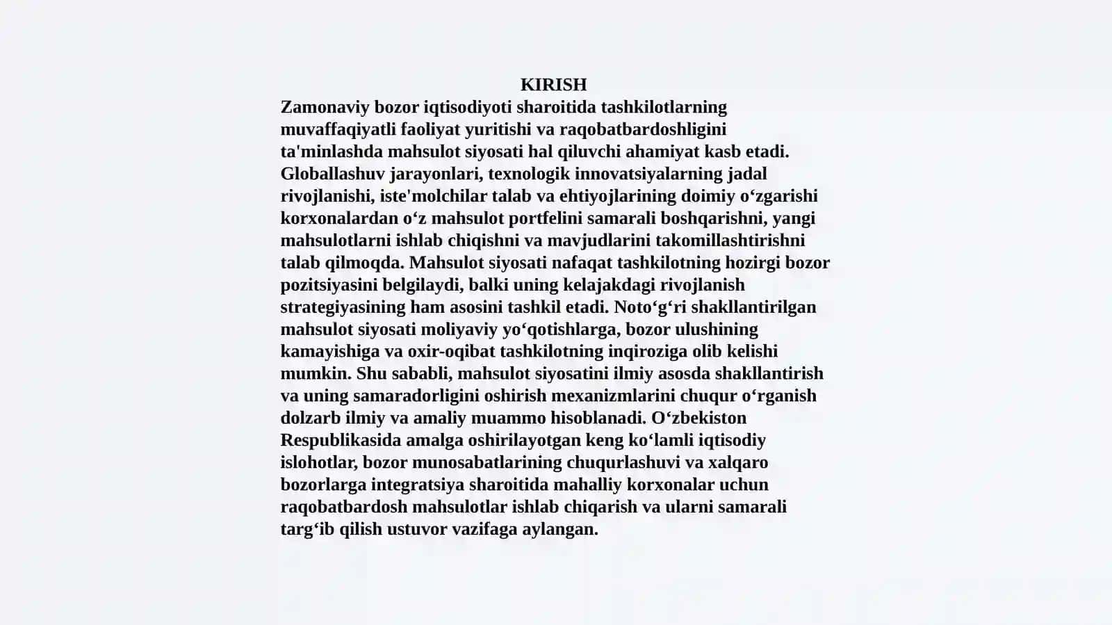 Tashkilotning mahsulot siyosati va uni shakllantirish mehanizmi 3