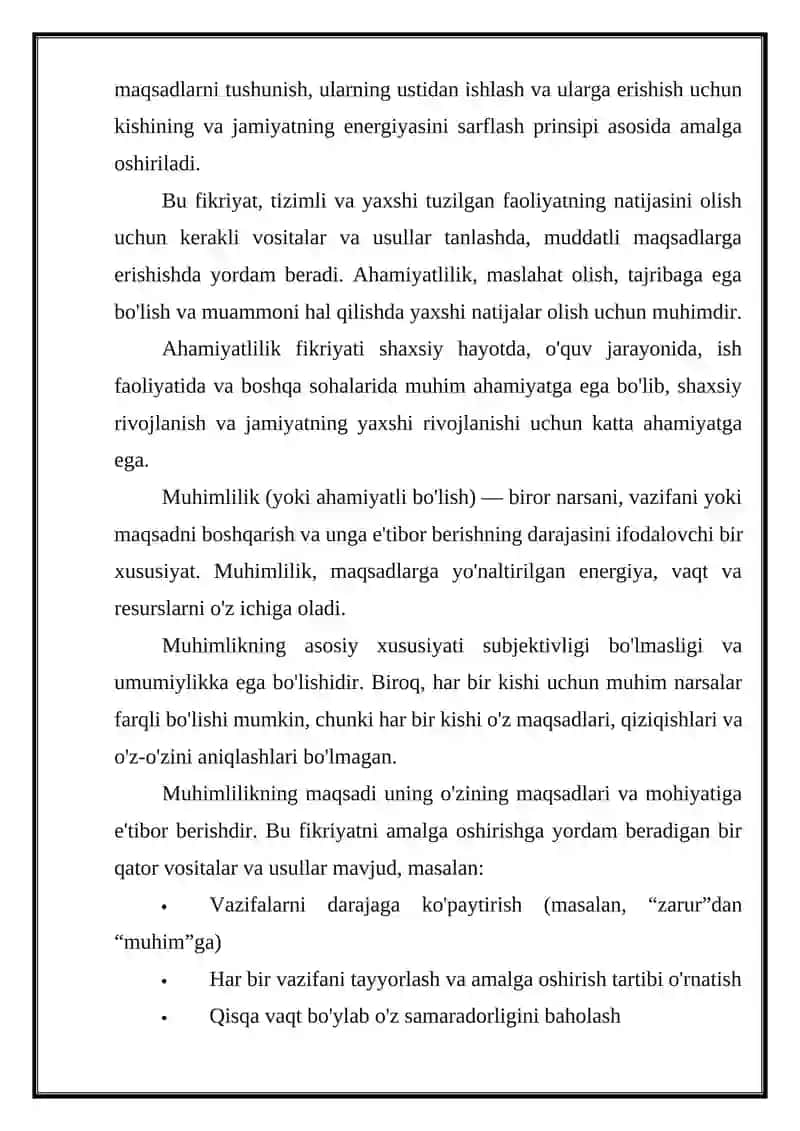 Ahamiyatlilik. Muhimlik. Tugallanganlik 3