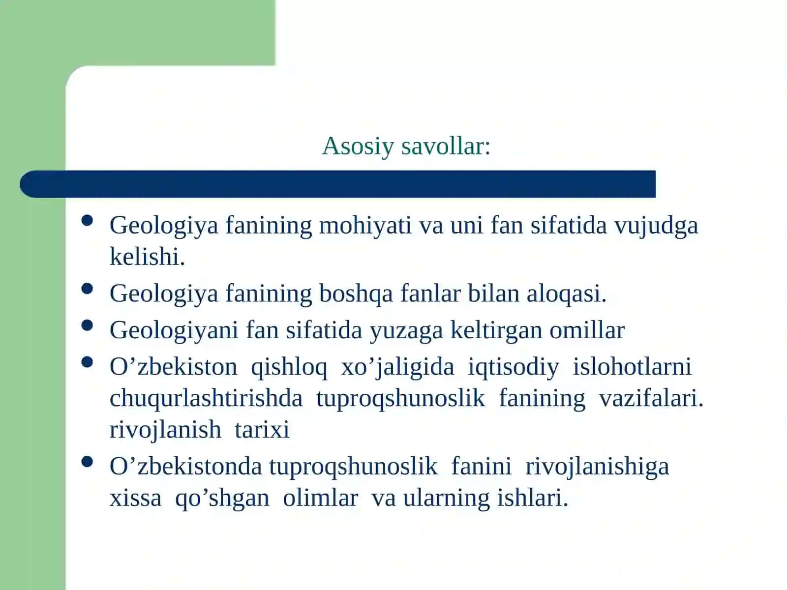 TUPROQSHUNOSLIK VA GEOLOGIYA FANN, UNING TARIXI VA QISHLOQ XO’JALIGIDAGI AXAMIYATI 3