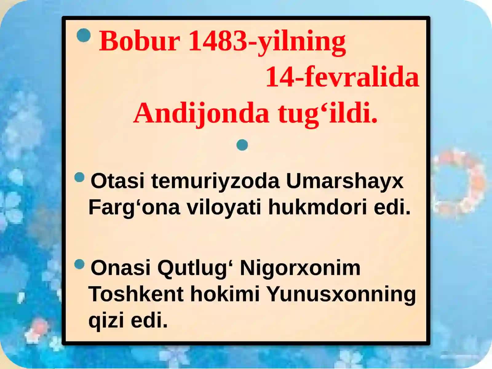 8-sinf Adabiyot fanidan Bobur lirikasi dars taqdimot 3