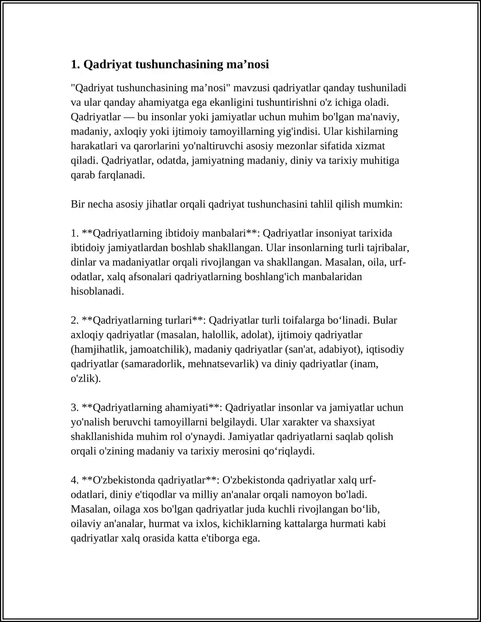 Qadriyat Tushunchasining Manosi va Uning Umumiy Tavsifi 3