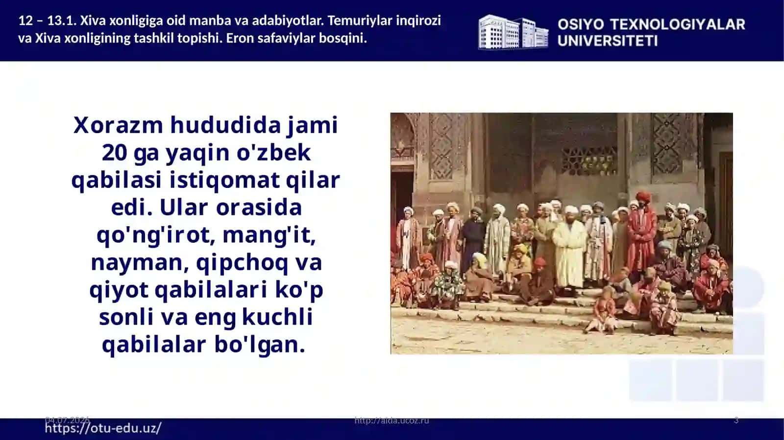 Xiva xonligiga oid manba va adabiyotlar 3