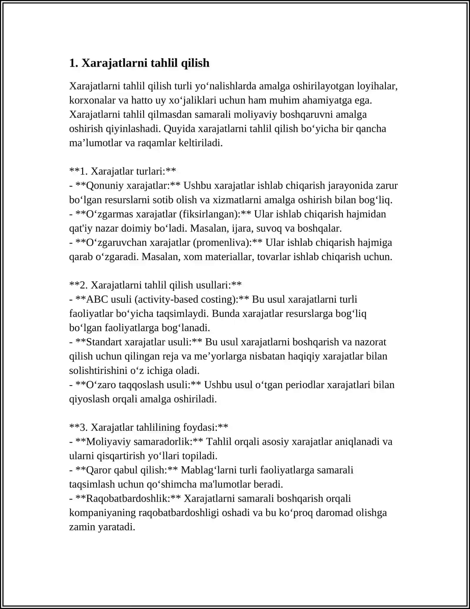 PAST XARAJATLAR STRATEGIYASI 3