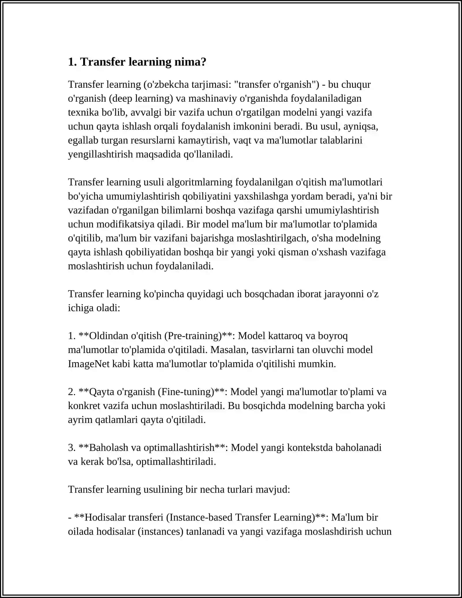 TRANSFER LEARNING AFZALLIKLARI 3