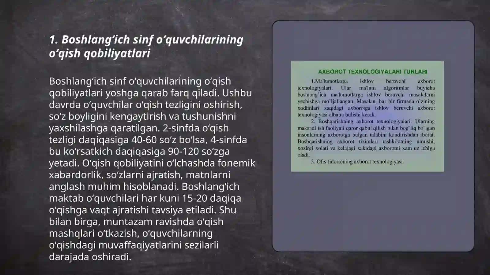 Boshlangʻich sinfda oʻqish savodxonligini tahlil qilish 3