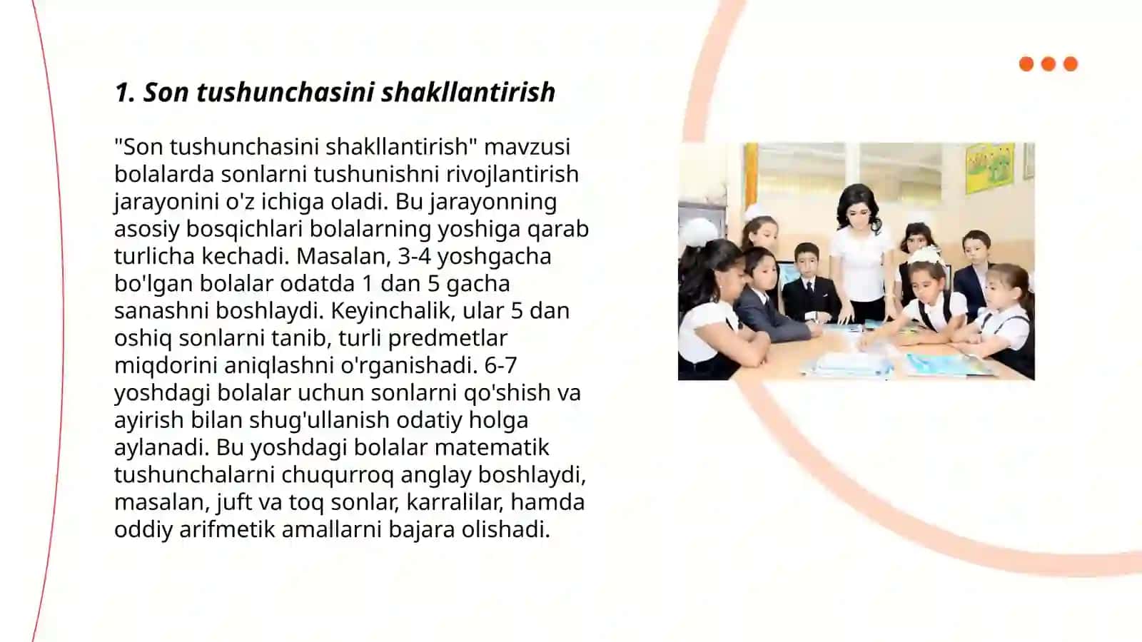 Son va sanoq tushunchalarini shakllantirish bosqichlari 3