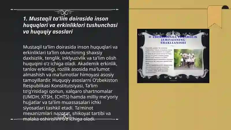 Mustaqil ta'lim doirasida inson huquqlari va erkinliklari kafolatining yaratilishi 3