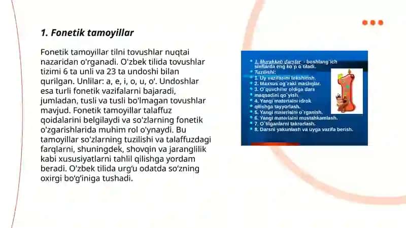 Fonetik tamoyillar tilni tovushlar nuqtai nazaridan o'rganadi 3