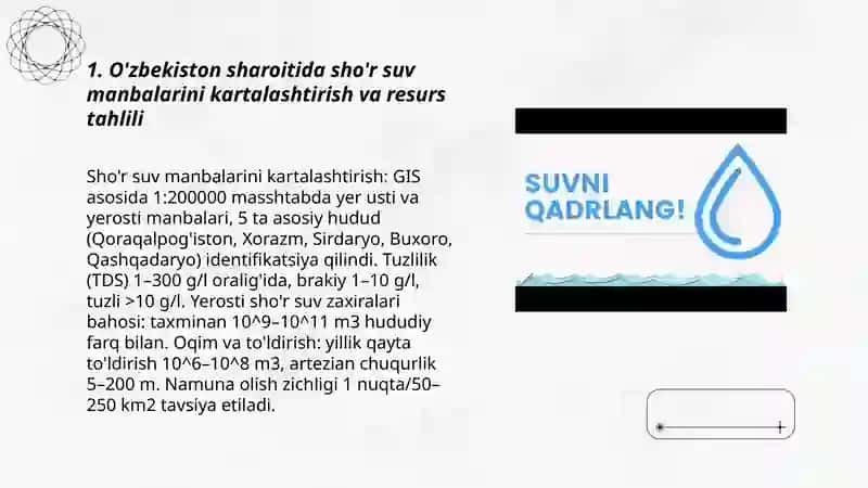 O'zbekiston sharoitida sho'r suvlarni chuchuklashtirish g'oyasini yaratish 3
