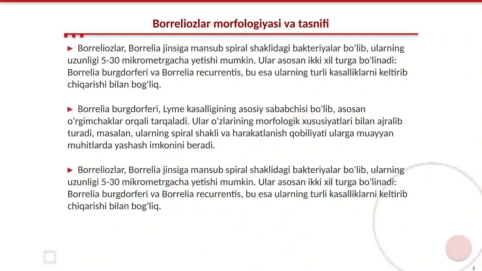 Borreliozlar morfologiyasi, struktura, tarqalganligi keltirib chiqaruvchi kasalliklari laboratoriya diagnostikasi 3