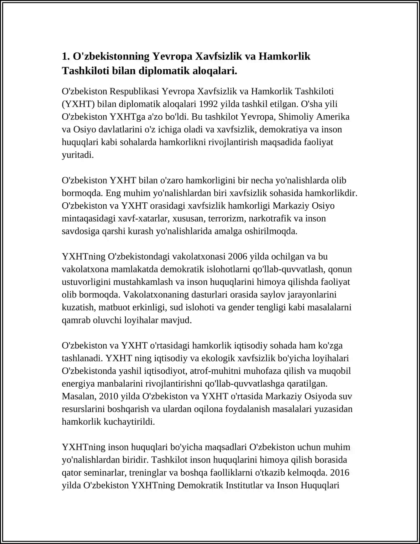 O'zbekistonning Yevropa Xavfsizlik va Hamkorlik Tashkiloti bilan diplomatiya aloqalari 3