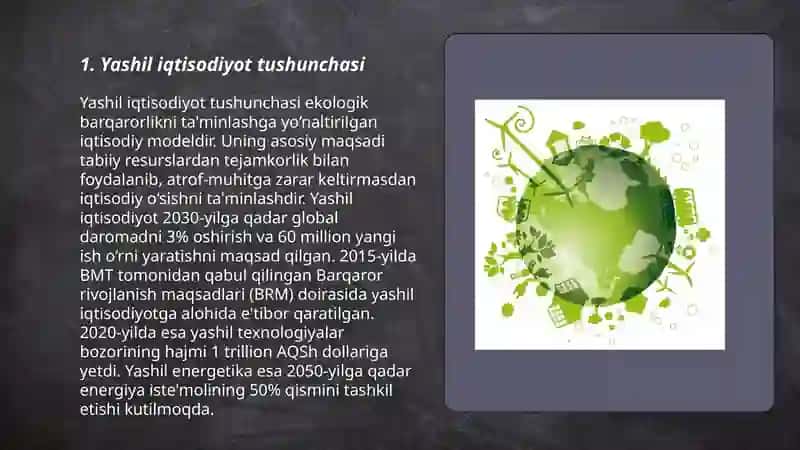Yashil iqtisodiyotga o'tishning zaruriyati tamoyillari va dastaklari 3