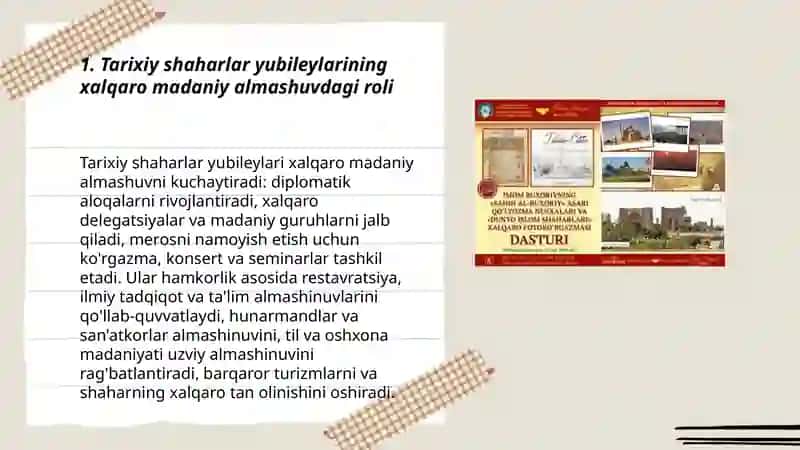 Tarixiy shaxarlar yubileylarining xalqaro miqyosda keng nishonlanishi 3
