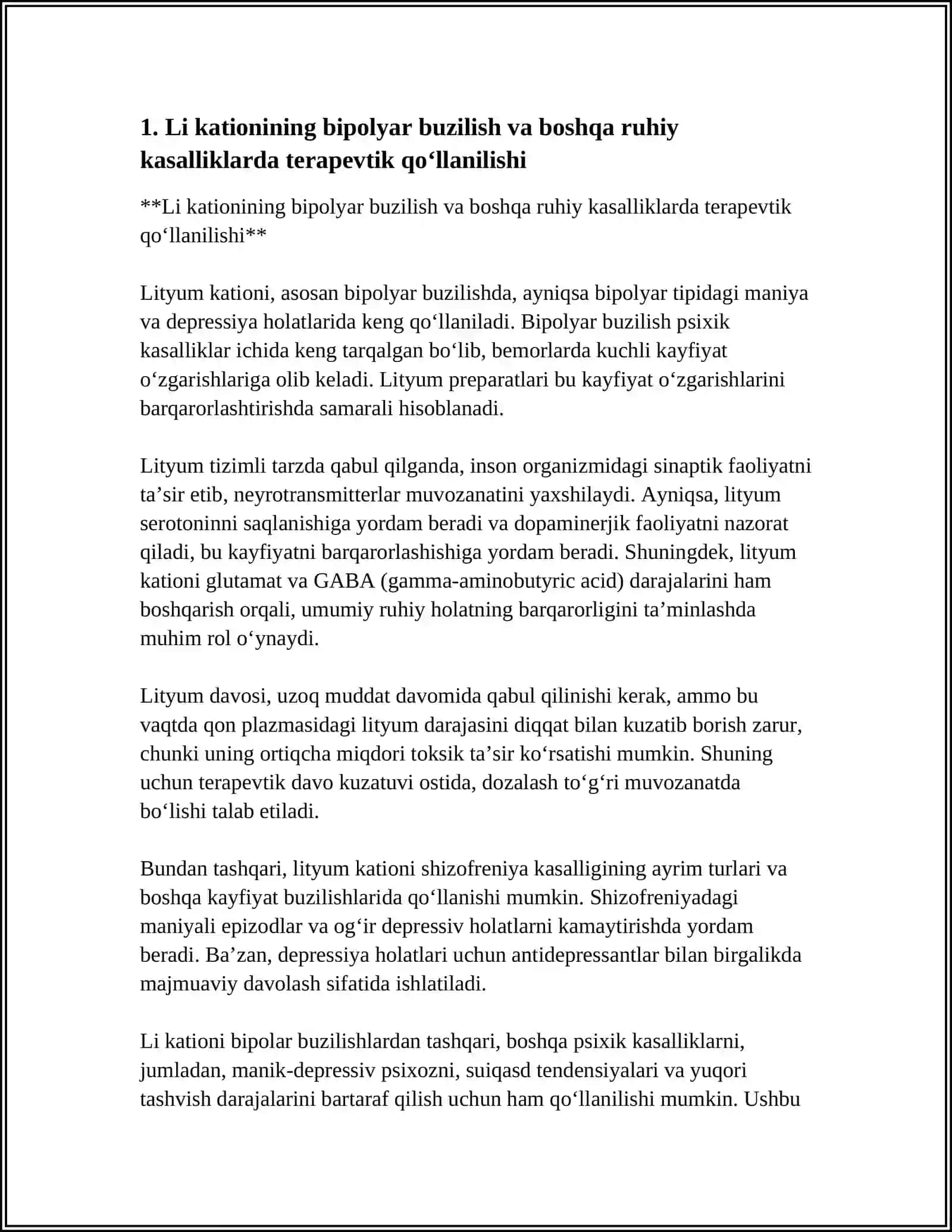 LI KATIONINI TIBBIYOTDA QOLLANISHI VA ANALITIK REAKSIYALARI 3