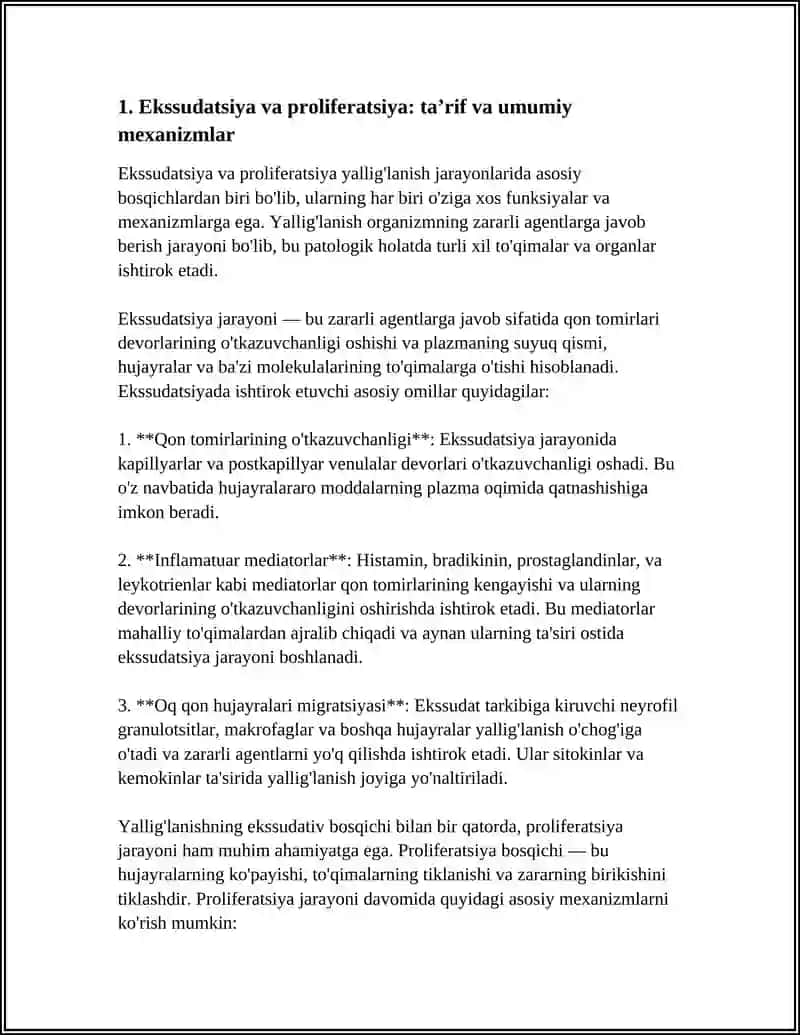 YALLIG'LANISHDA EKSSUDATSIYA VA PROLIFERATSIYA JARAYONLARI 3