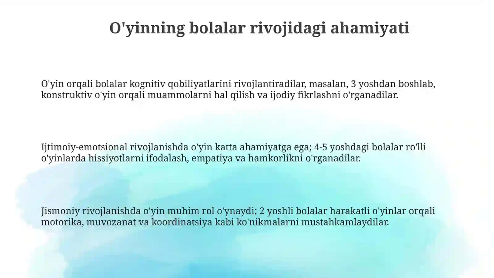 O'yin orqali bolaning rivojlanishi 3
