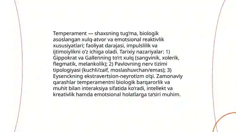 Temperament va uning nazaryalari intellekt va kreativlik nazariyalari 3