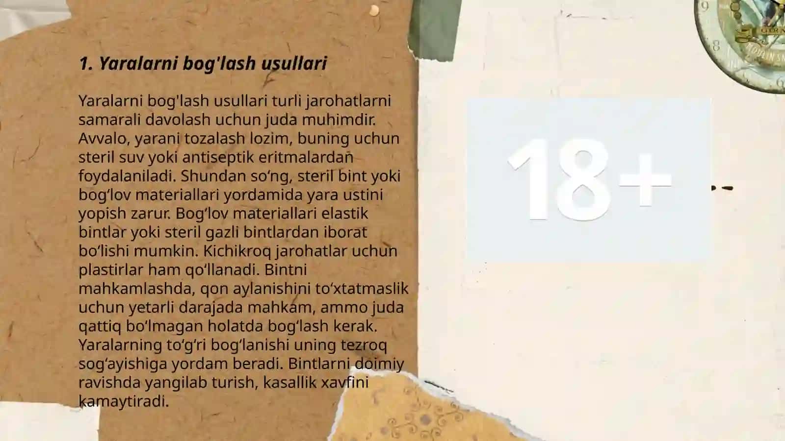 Yaralarni bog'lash usullari 3
