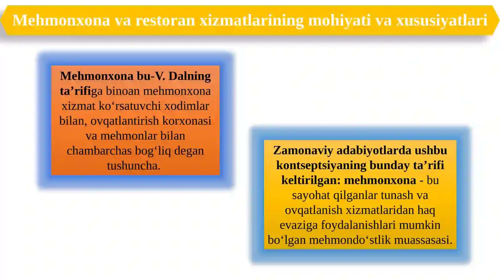 MEHMONXONA VA RESTORAN MENEJMENTI FANINING PREDMETI, MAQSADI VA VAZIFALARI 3