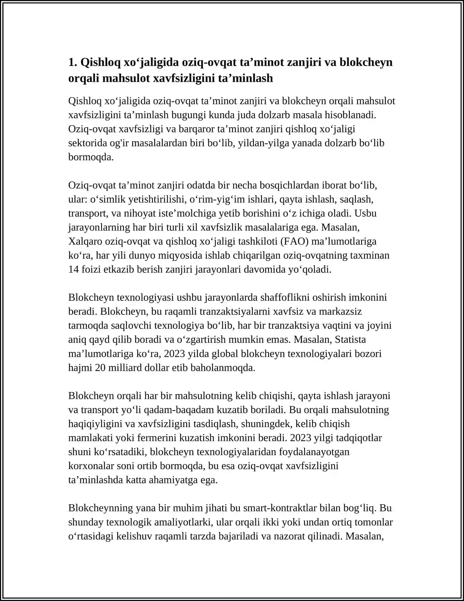 MILLIY IQTISODIYOTNING TURLI SOHALARIDA BLOKCHEYN TEHNALOGIYASIDAN FOYDALANISH YO‘LLARI 3