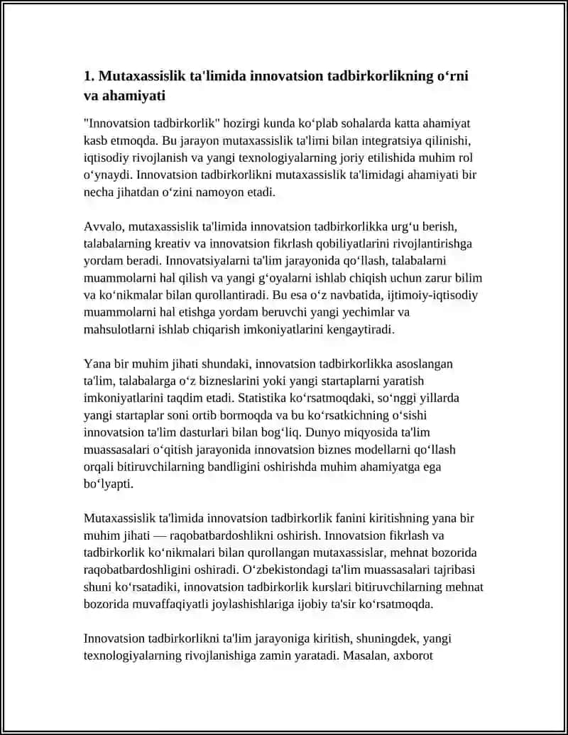 INAVATSITSION TADBIRKORLIKNI MUTAXASSISLIKDAGI AHAMIYATI 3