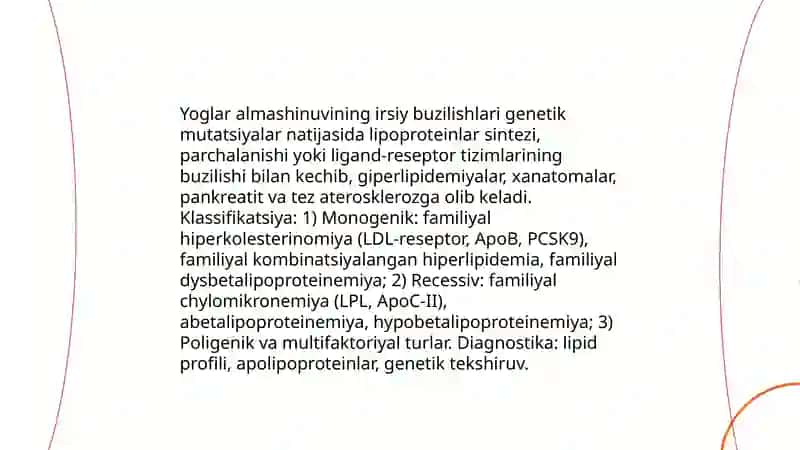 Yoglar almashinuvining irsiy buzilishlari 3
