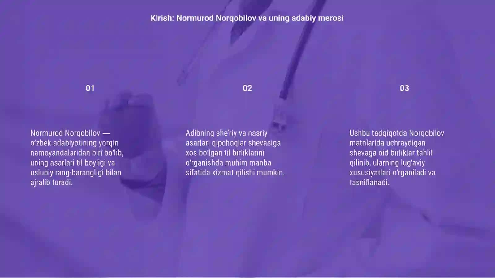 Normurod Norqobilov asarlaridan qipchoqlar shevasiga xos til birliklarini topish va tahlil qilish 3