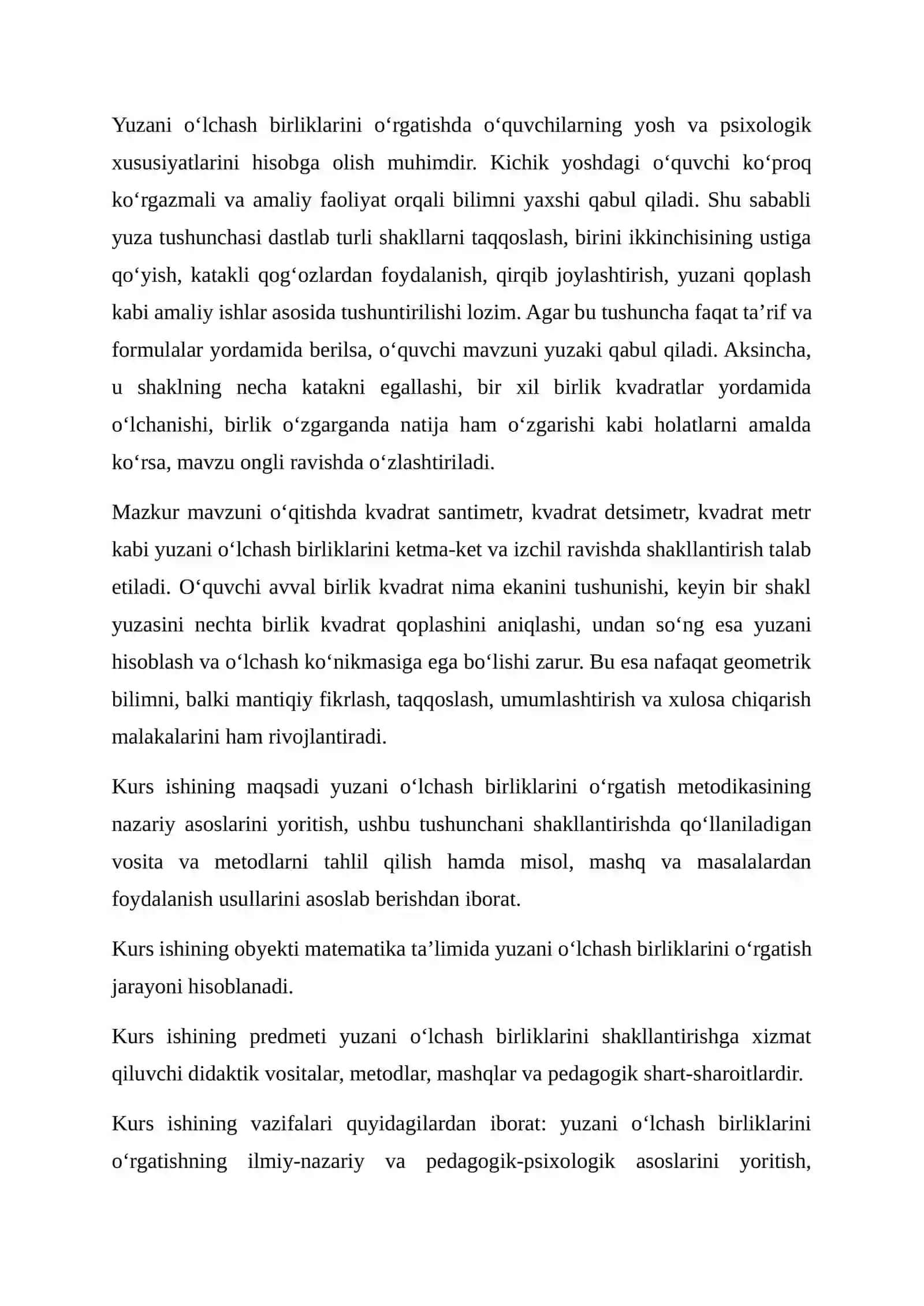 YUZANI O‘LCHASH BIRLIKLARINI O‘RGATISH METODIKASI 3