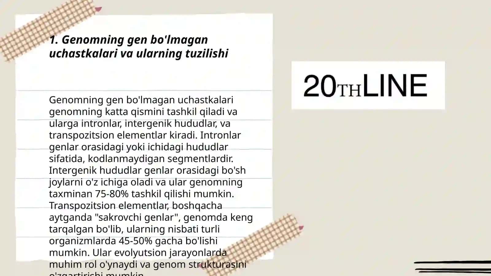 Genomning gen bo'lmagan uchastkalari va ularning tuzilishi 3
