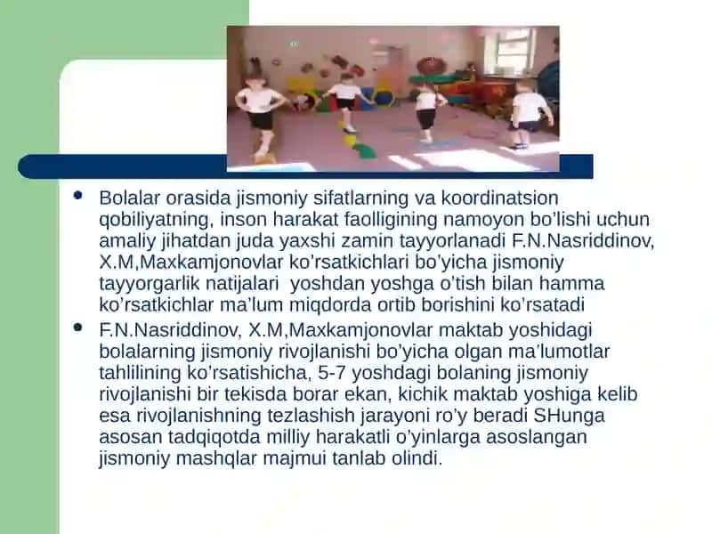 MAKTABGACHATA’LIM TASHKILOTLARIDABOLALARJISMONIY TARBIYASI 3