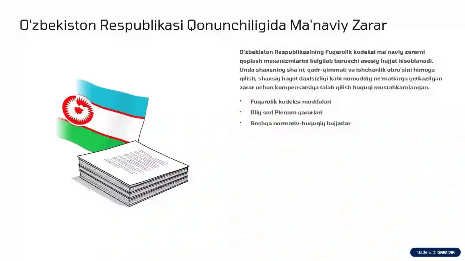 Fuqarolik Huquqida Ma'naviy Zararni Qoplash Asoslar va Amaliyot 3