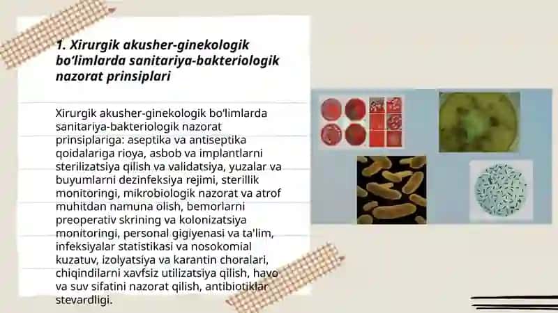 Xirurgik akusher ginekologik va unga yondosh bulgan boʻlimlarni sanitar bakteriologik tekshirish va baho berish 3