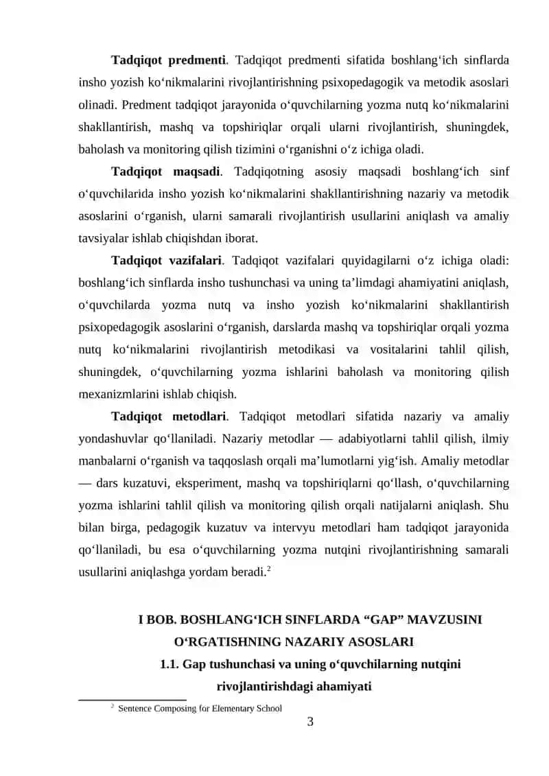 Boshlang‘ich sinflarda “Gap” mavzusini o‘rgatish metodikasi 3
