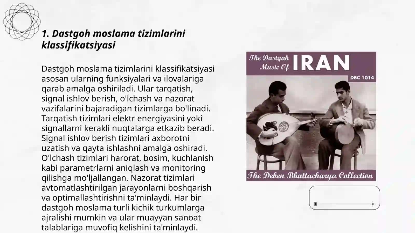 Dastgoh moslama tizimlarini klassifikatsiyasi 3