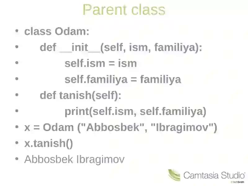 Sinflarda vorislik tushunchasi 3