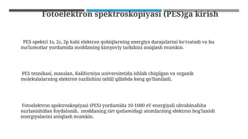 Fotoelektron FES va rentgenoelektiron RES spektroskopiya 3