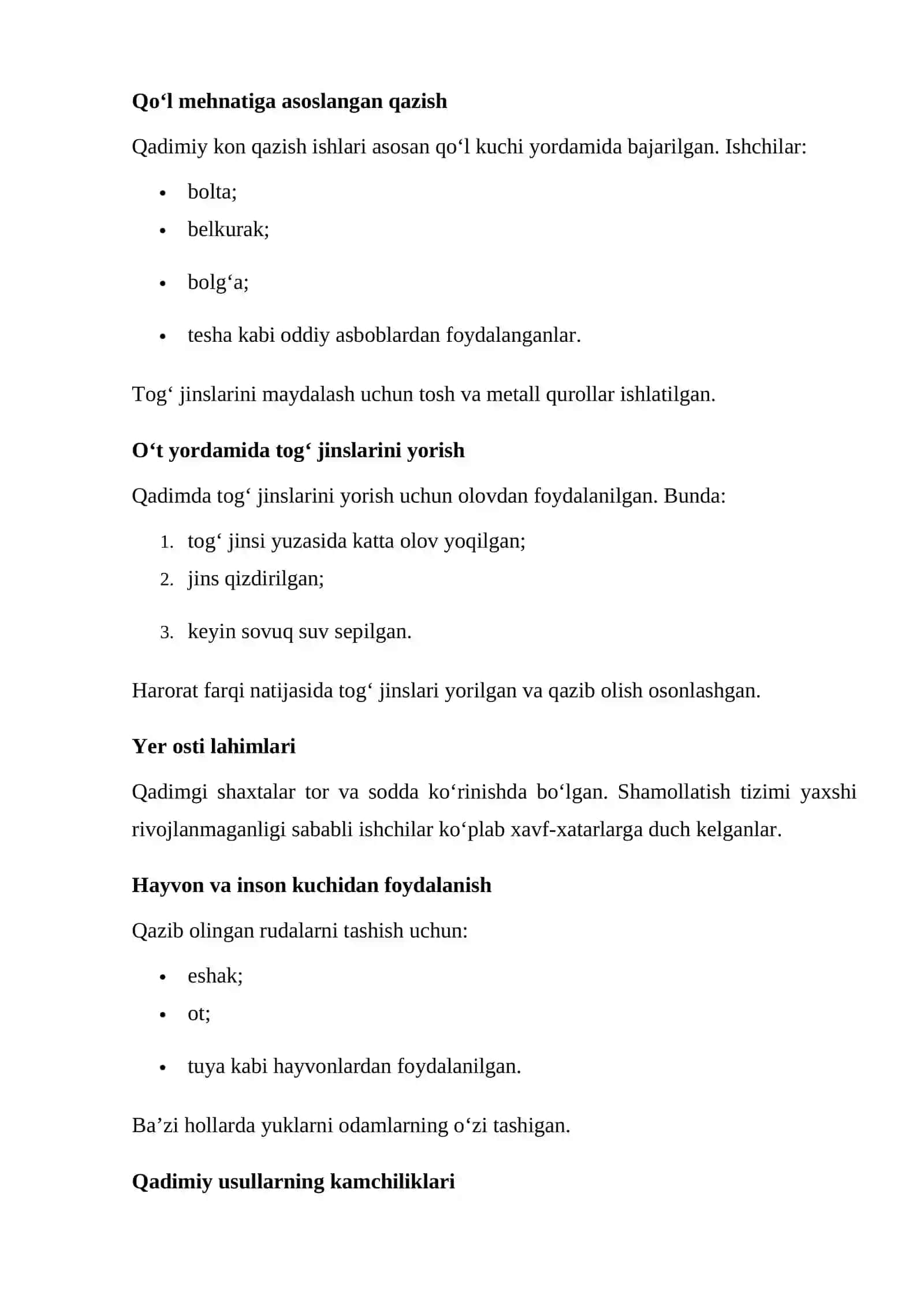 Kon qazishning qadimiy usullari va zamonaviy usullari 3