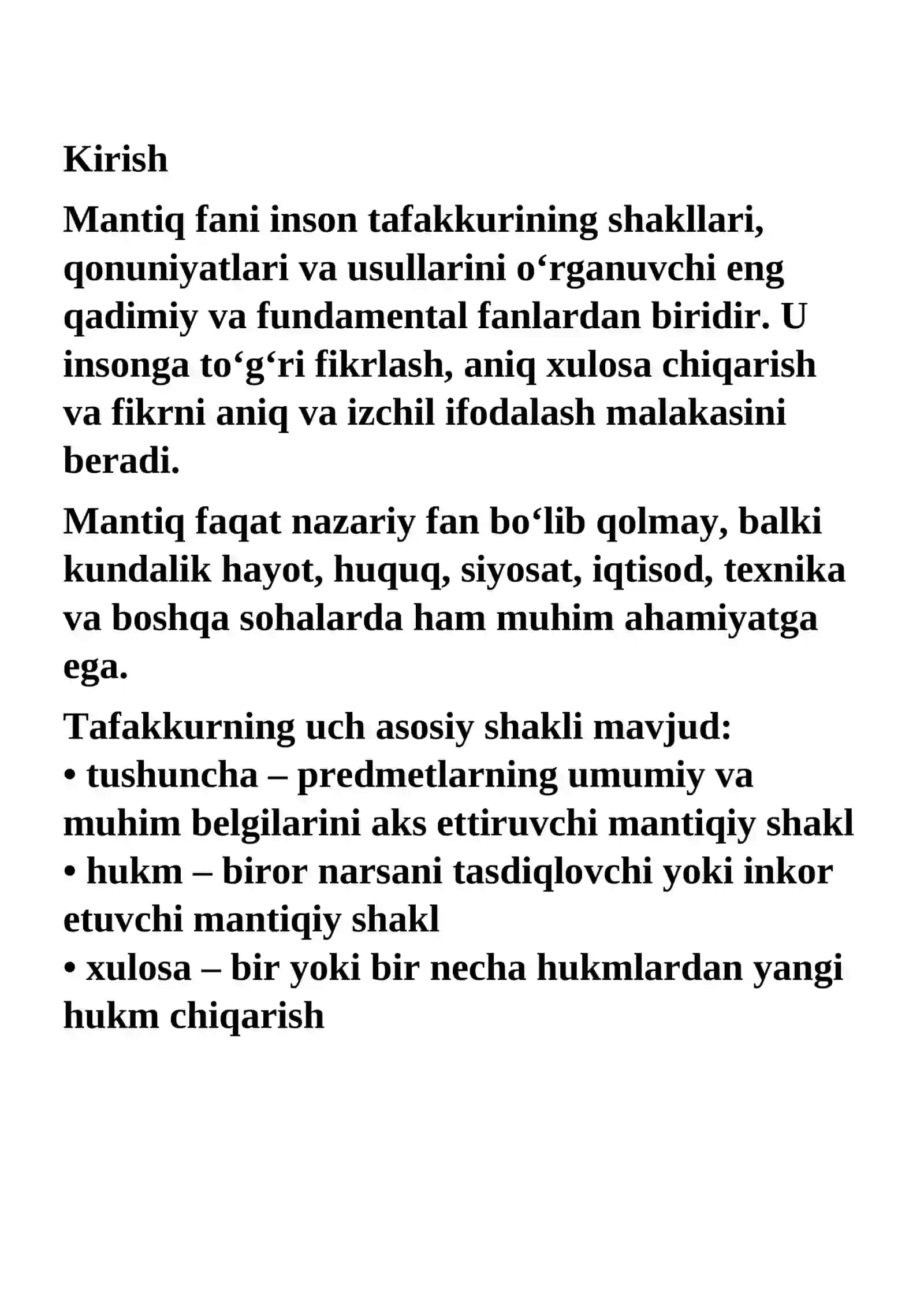 Tushuncha – predmetlarning umumiy, muhim belgilarini aks ettiruvchi mantiqiy shakl mavzusida mustaqil ish tayyorlash 3